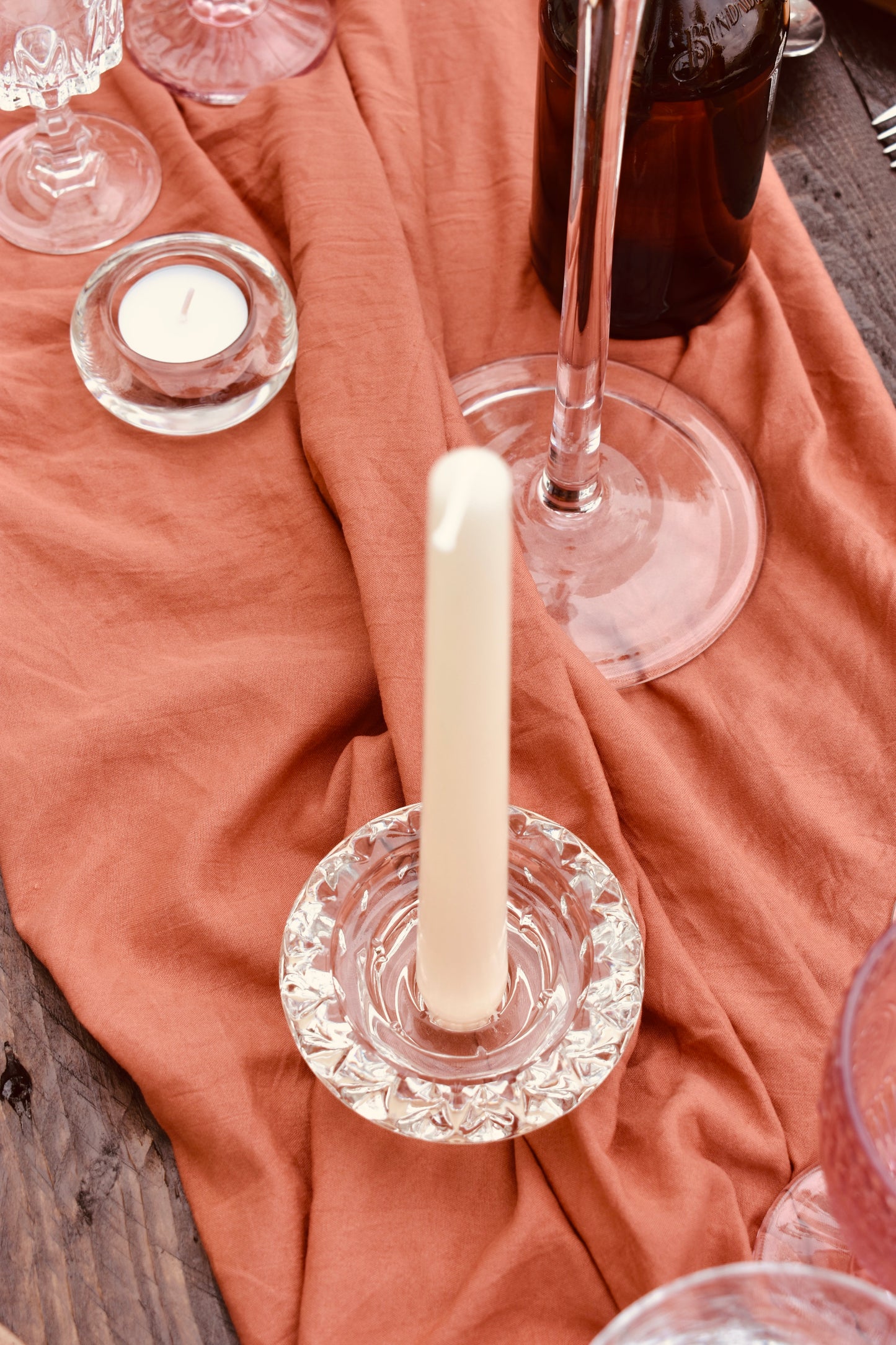 Petit bougeoir en verre vintage "ERNEST"