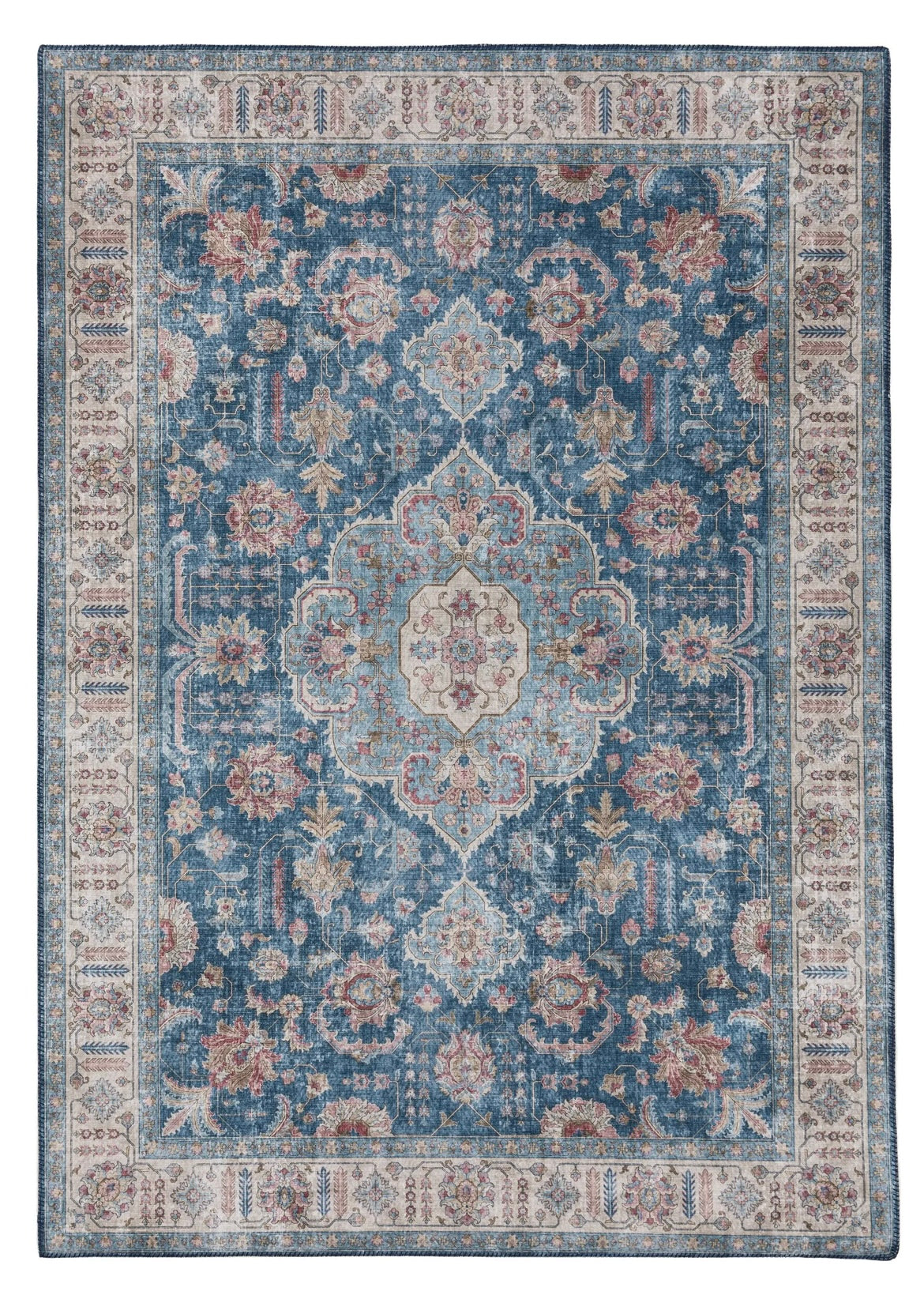 LOCATION Grand tapis vintage bleu 200x300cm