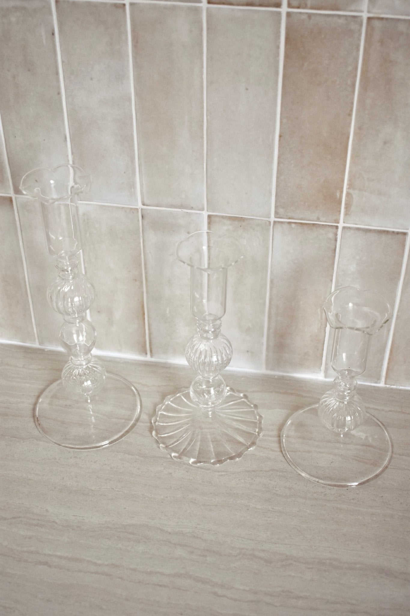 Bougeoir en verre fantaisie "LUCIEN" - Studio Nuptia