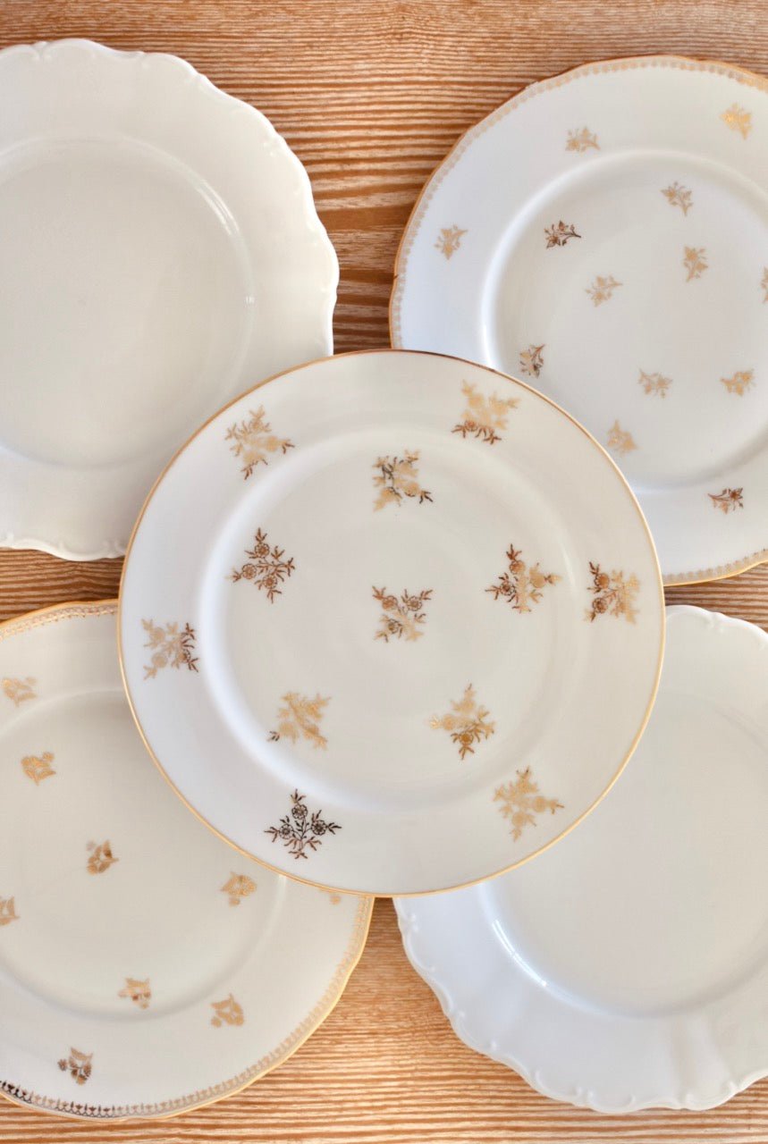 LOCATION Assiette plate blanche et or - La Recyclerie LS