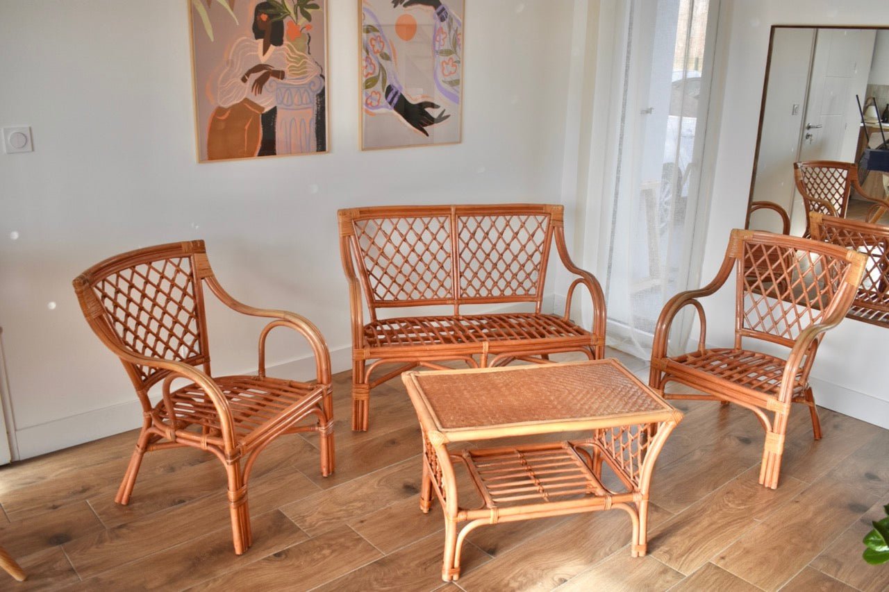 LOCATION Salon en rotin « MARGUERITE » - La Recyclerie LS