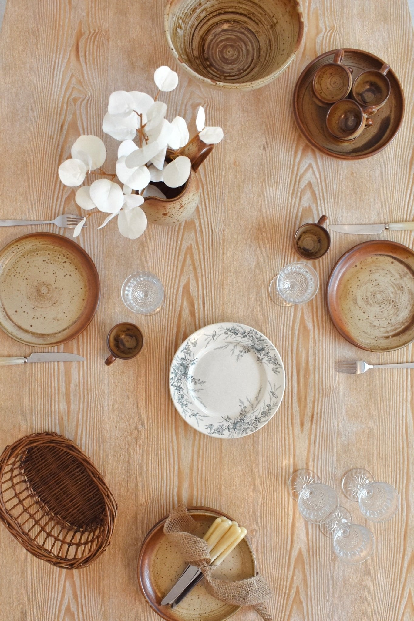 Service de 10 assiettes en grès beige et marron mouchetées « SIMONE » - La Recyclerie LS