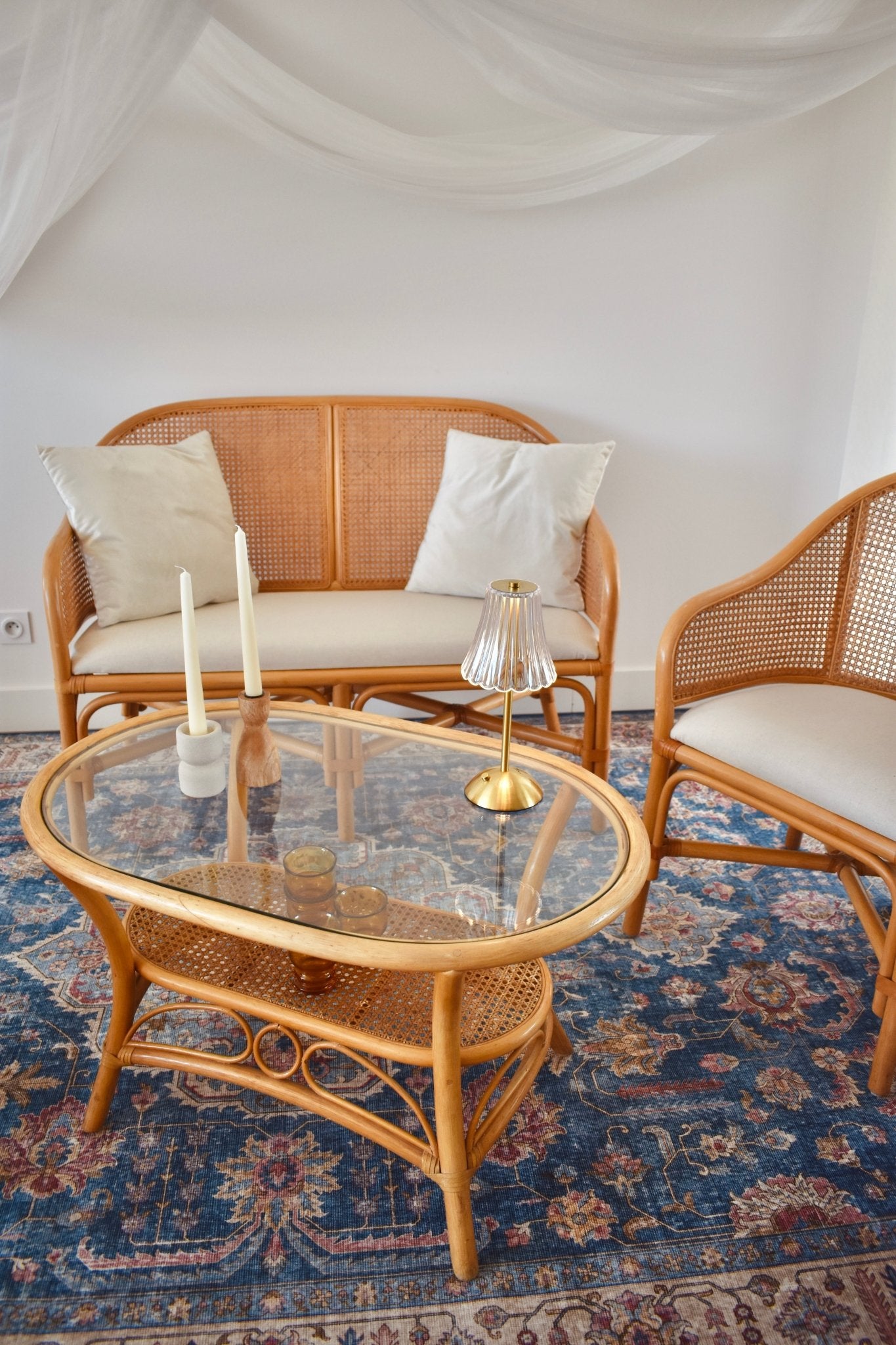 Banquette en cannage « PAQUERETTE » - Studio Nuptia