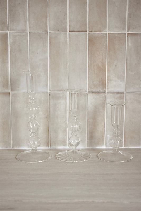 Bougeoir en verre fantaisie "LUCIEN" - Studio Nuptia