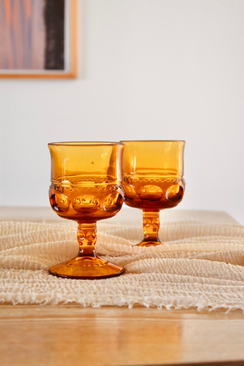 Duo de verres à pieds ambrés « KINGS CROWN » - La Recyclerie LS