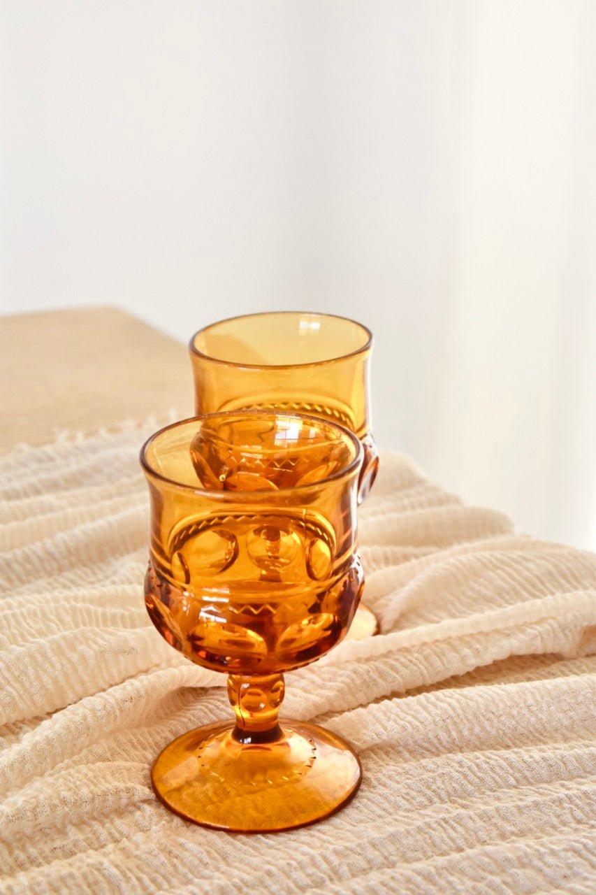 Duo de verres à pieds ambrés « KINGS CROWN » - La Recyclerie LS
