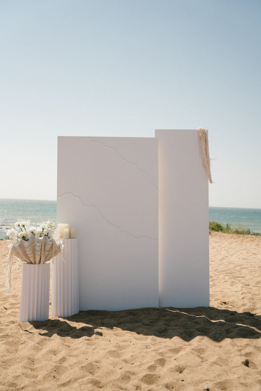 Ensemble 3 panneaux backdrop rectangle vague - Studio Nuptia