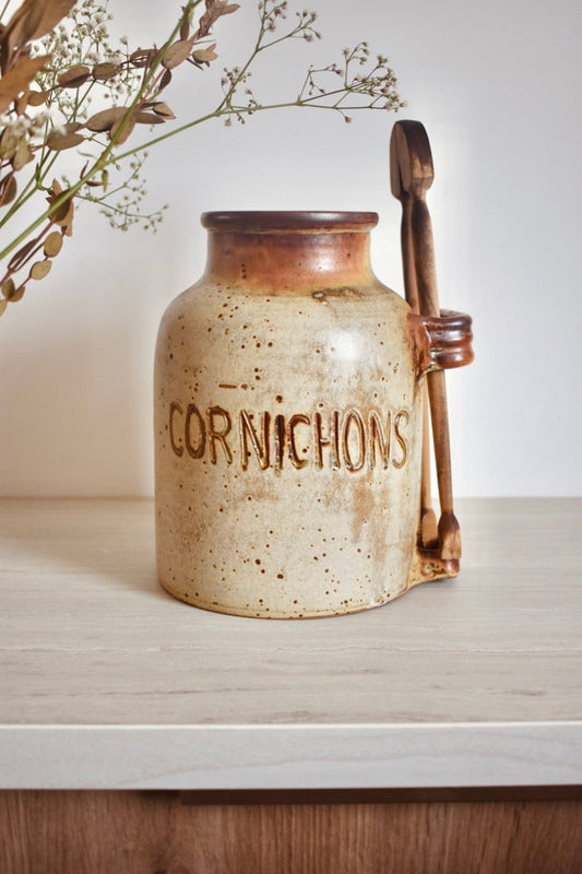 Gros pot à cornichons beige et marron moucheté « SIMONE » - La Recyclerie LS