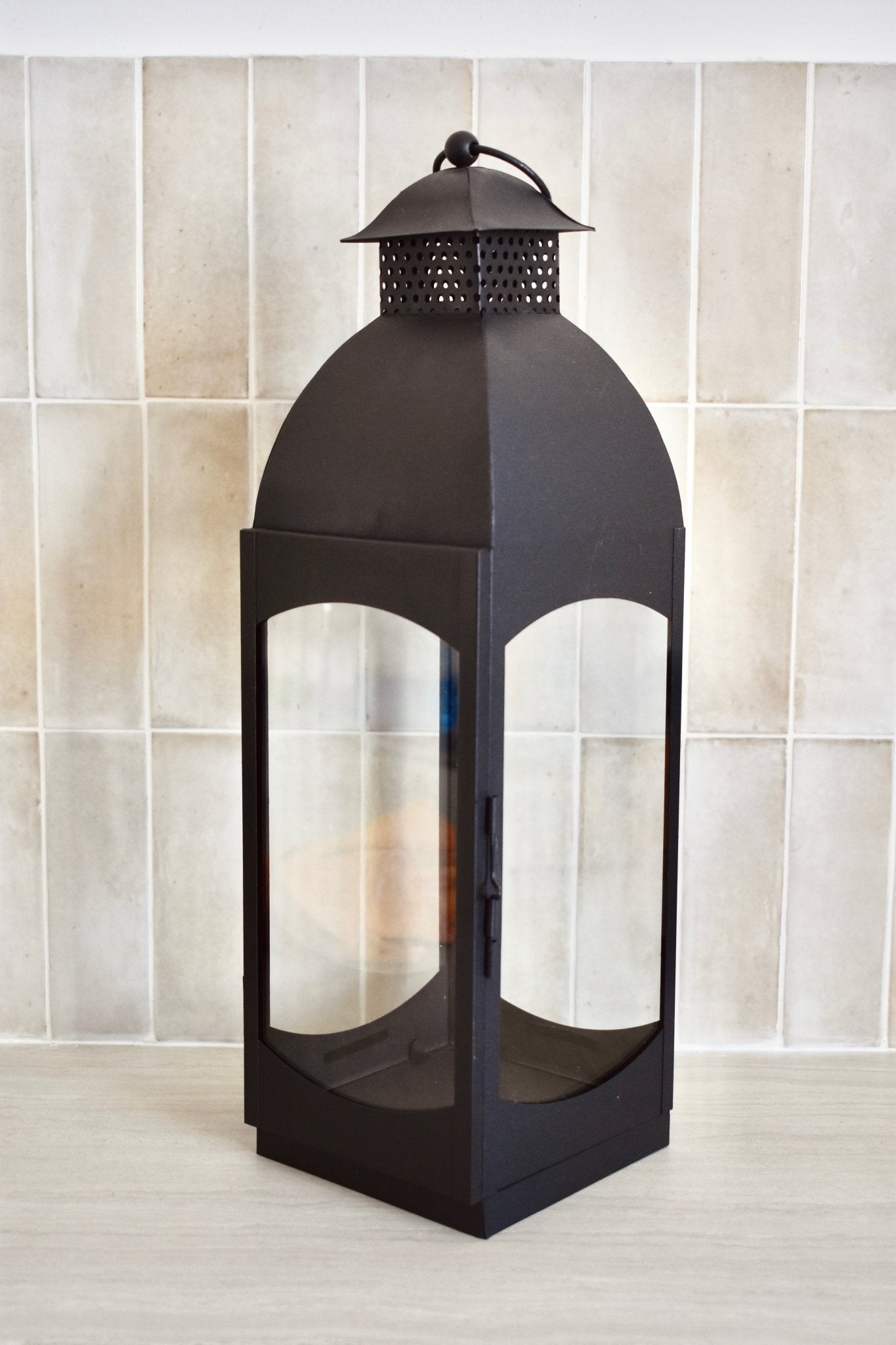 Lanterne en verre et metal noir mat "SUZANNE" - Studio Nuptia