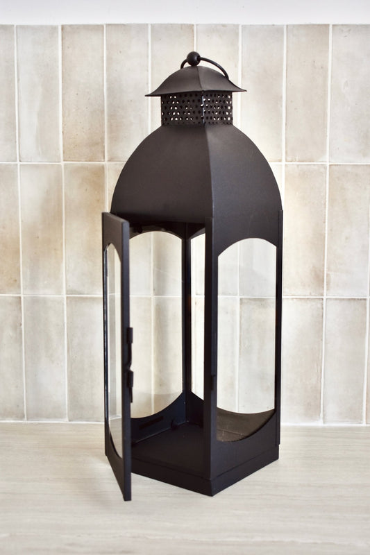 Lanterne en verre et metal noir mat "SUZANNE" - Studio Nuptia