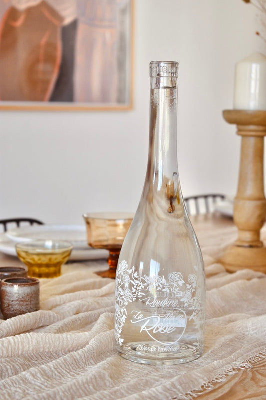 LOCATION Carafe d'eau bouteille en verre fleurie - La Recyclerie LS