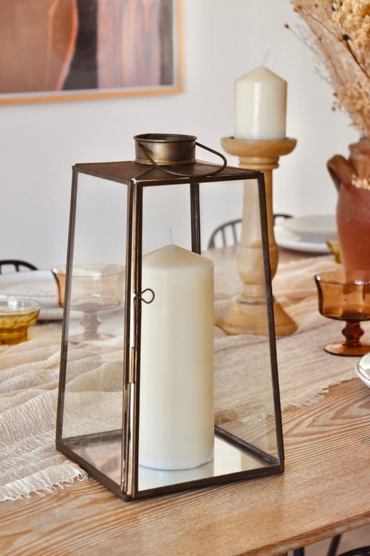 LOCATION Lanterne en verre et laiton - La Recyclerie LS