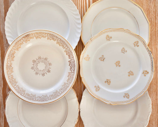 LOCATION Petite assiette blanche et or - La Recyclerie LS