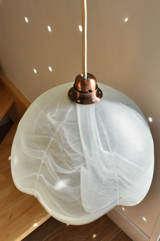 Luminaire suspension fleur en verre opaque mélangé « FLEUR » - La Recyclerie LS