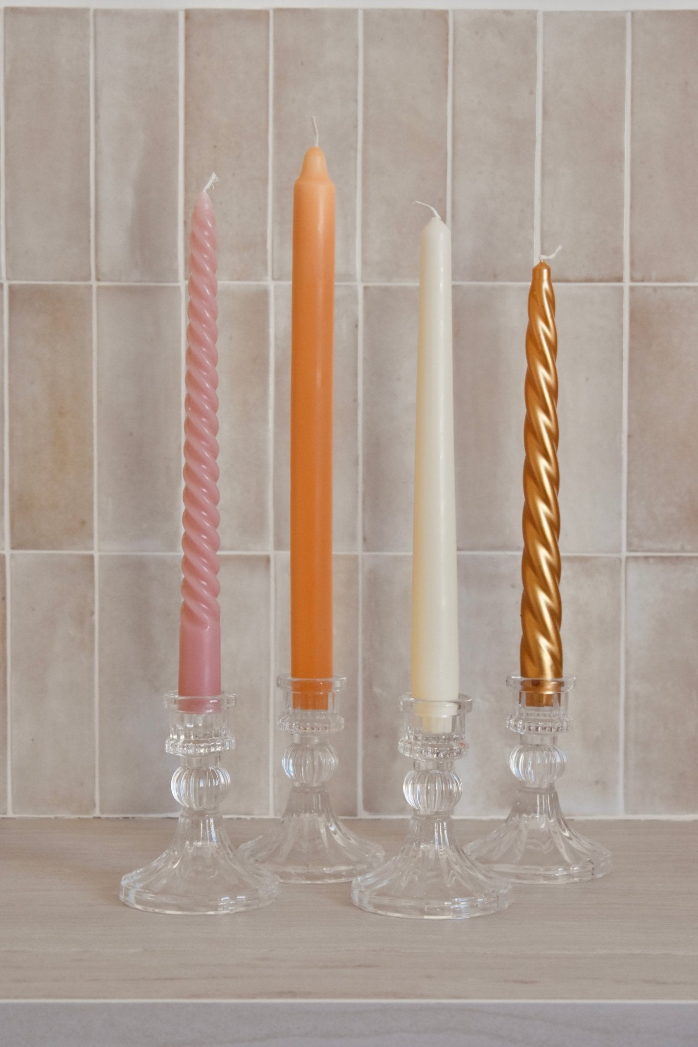 Moyen bougeoir chandelier "cierge" en verre transparent - Studio Nuptia