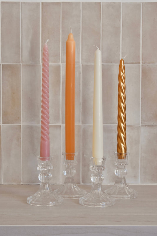 Moyen bougeoir chandelier "cierge" en verre transparent - Studio Nuptia