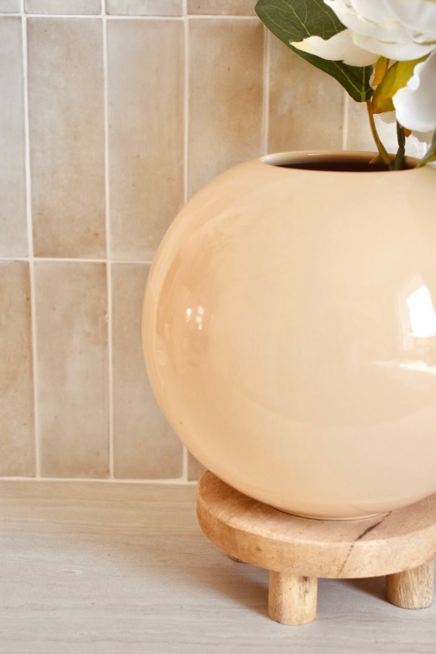 Petit vase rond beige « LITCHI » - La Recyclerie LS