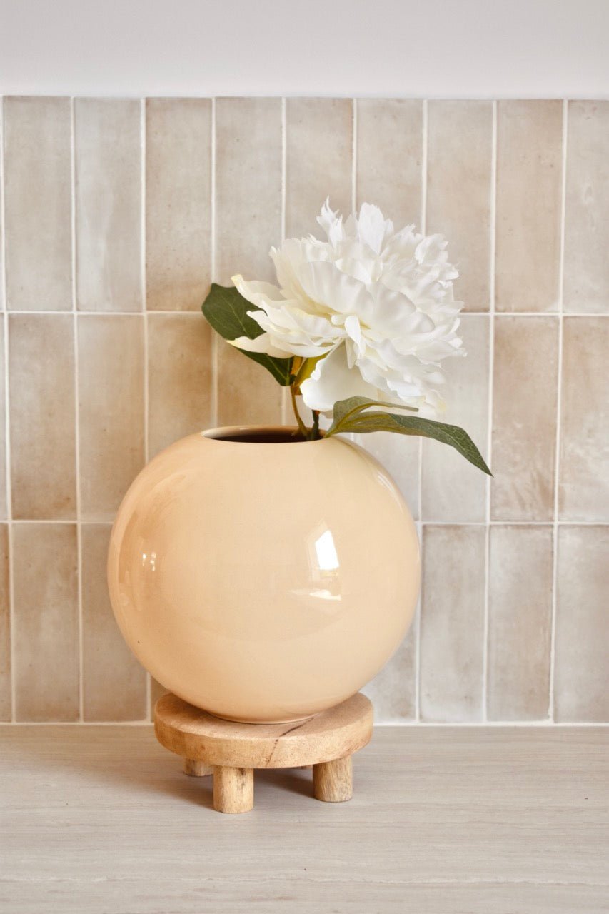 Petit vase rond beige « LITCHI » - La Recyclerie LS