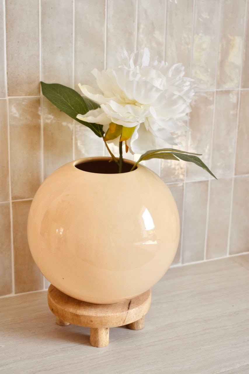Petit vase rond beige « LITCHI » - La Recyclerie LS