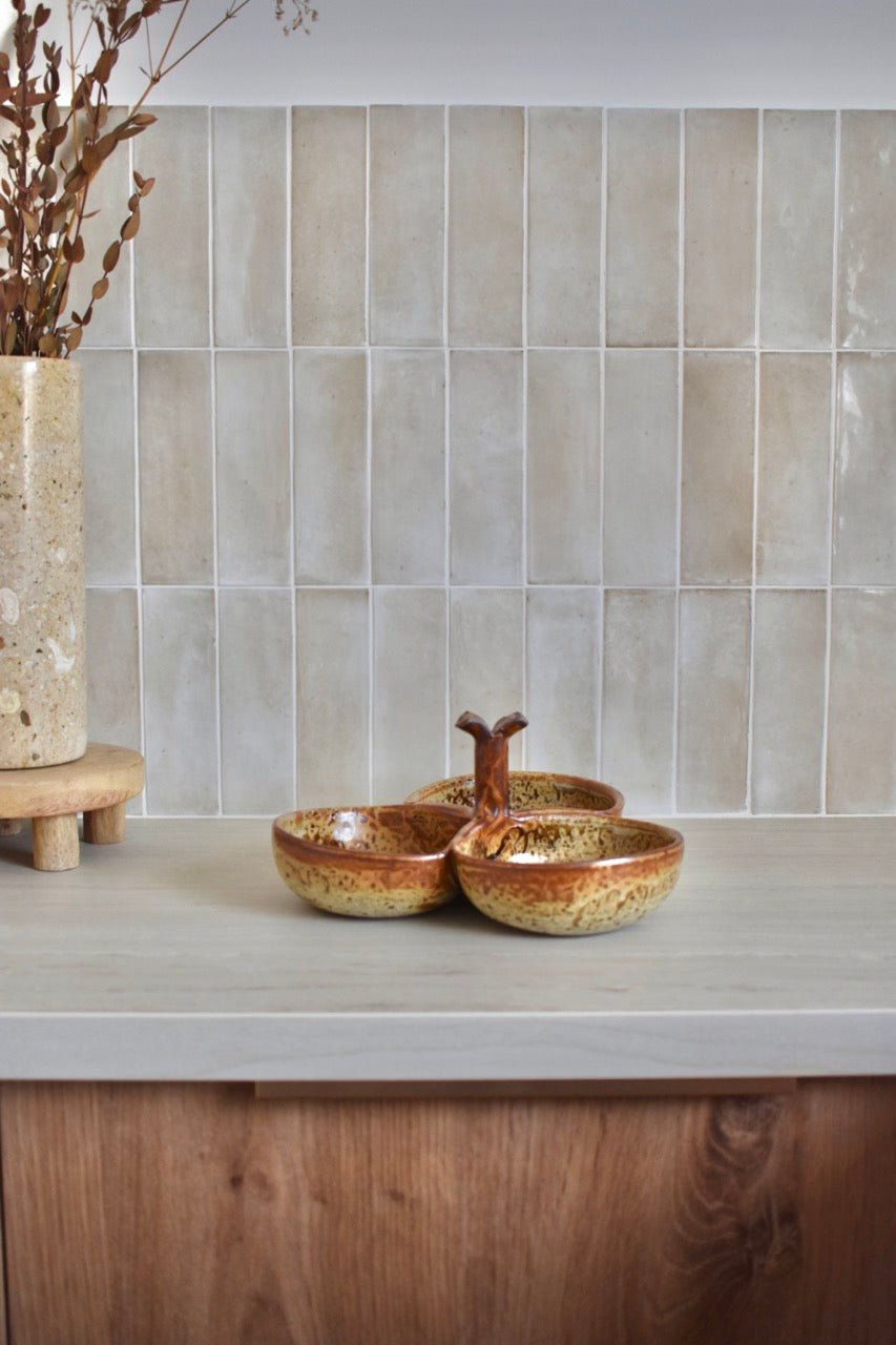 Plat apéritif beige et marron moucheté « SIMONE » - La Recyclerie LS