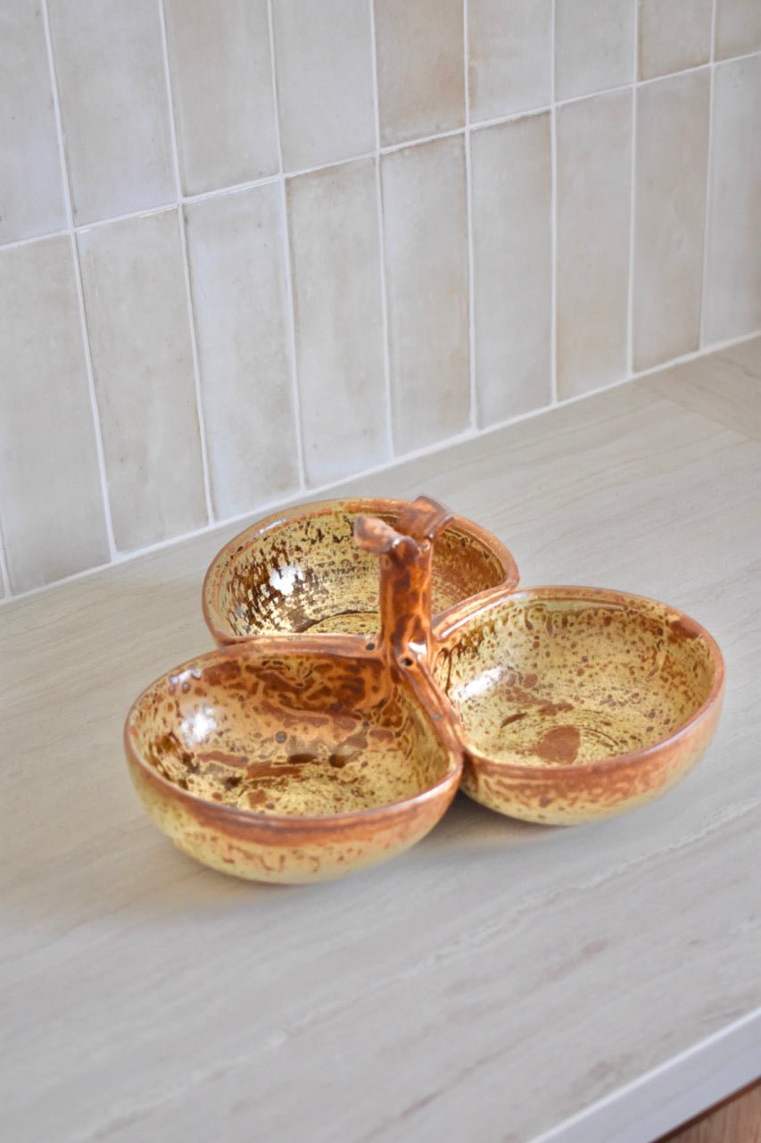 Plat apéritif beige et marron moucheté « SIMONE » - La Recyclerie LS