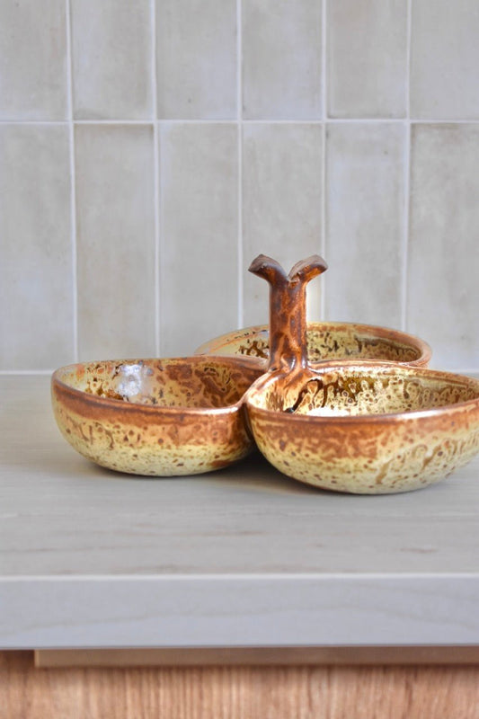 Plat apéritif beige et marron moucheté « SIMONE » - La Recyclerie LS