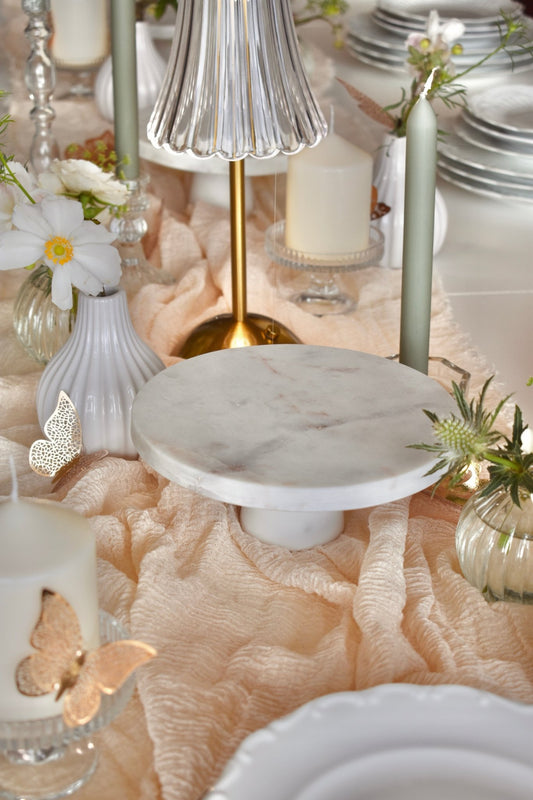 Plat de présentation sur pied marbre - Studio Nuptia