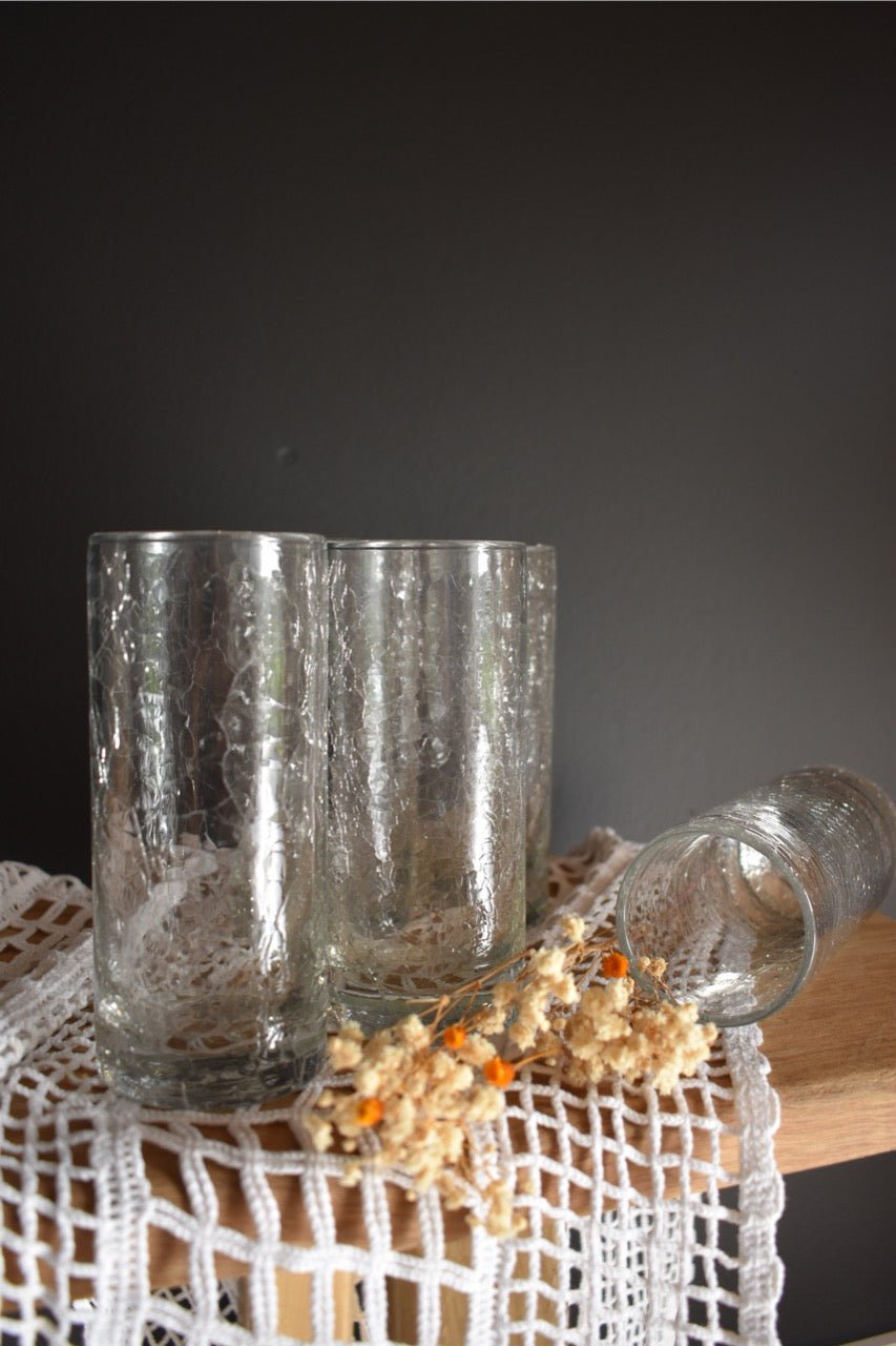 Service de 5 verres à limonade craquelés « EVIAN » - La Recyclerie LS