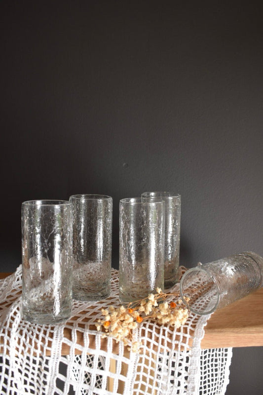 Service de 5 verres à limonade craquelés « EVIAN » - La Recyclerie LS