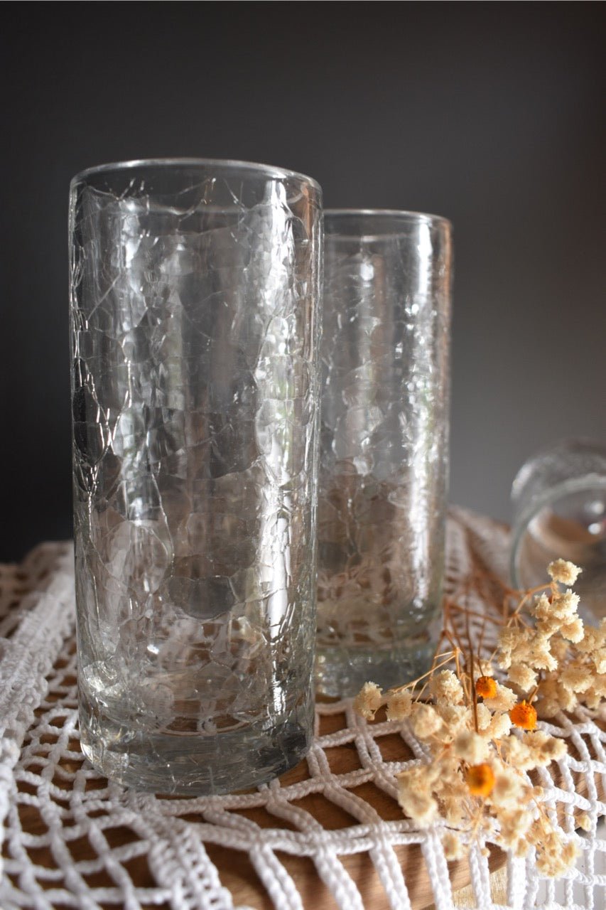 Service de 5 verres à limonade craquelés « EVIAN » - La Recyclerie LS