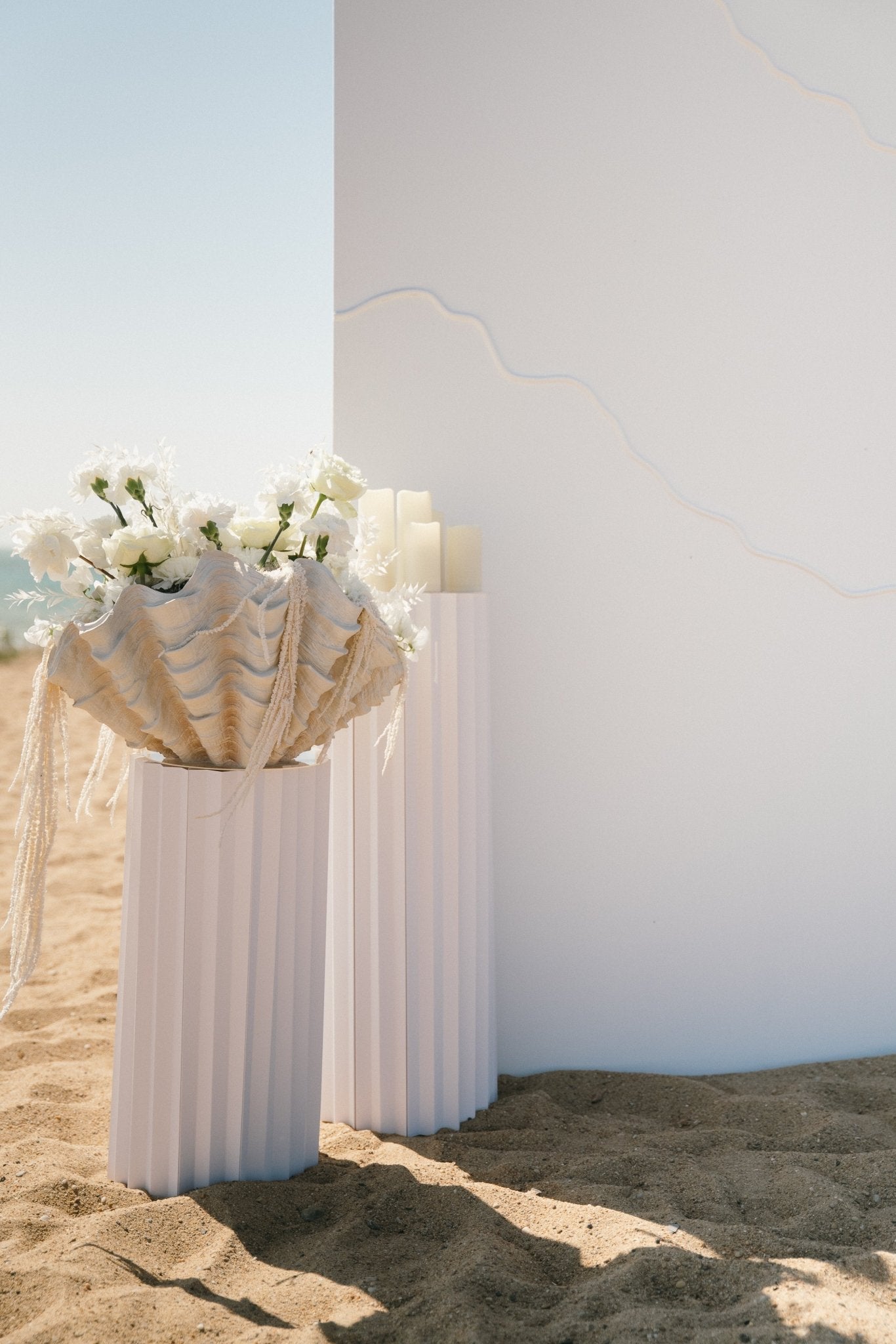 Set de 3 supports colonnes cannelées blanches - Studio Nuptia
