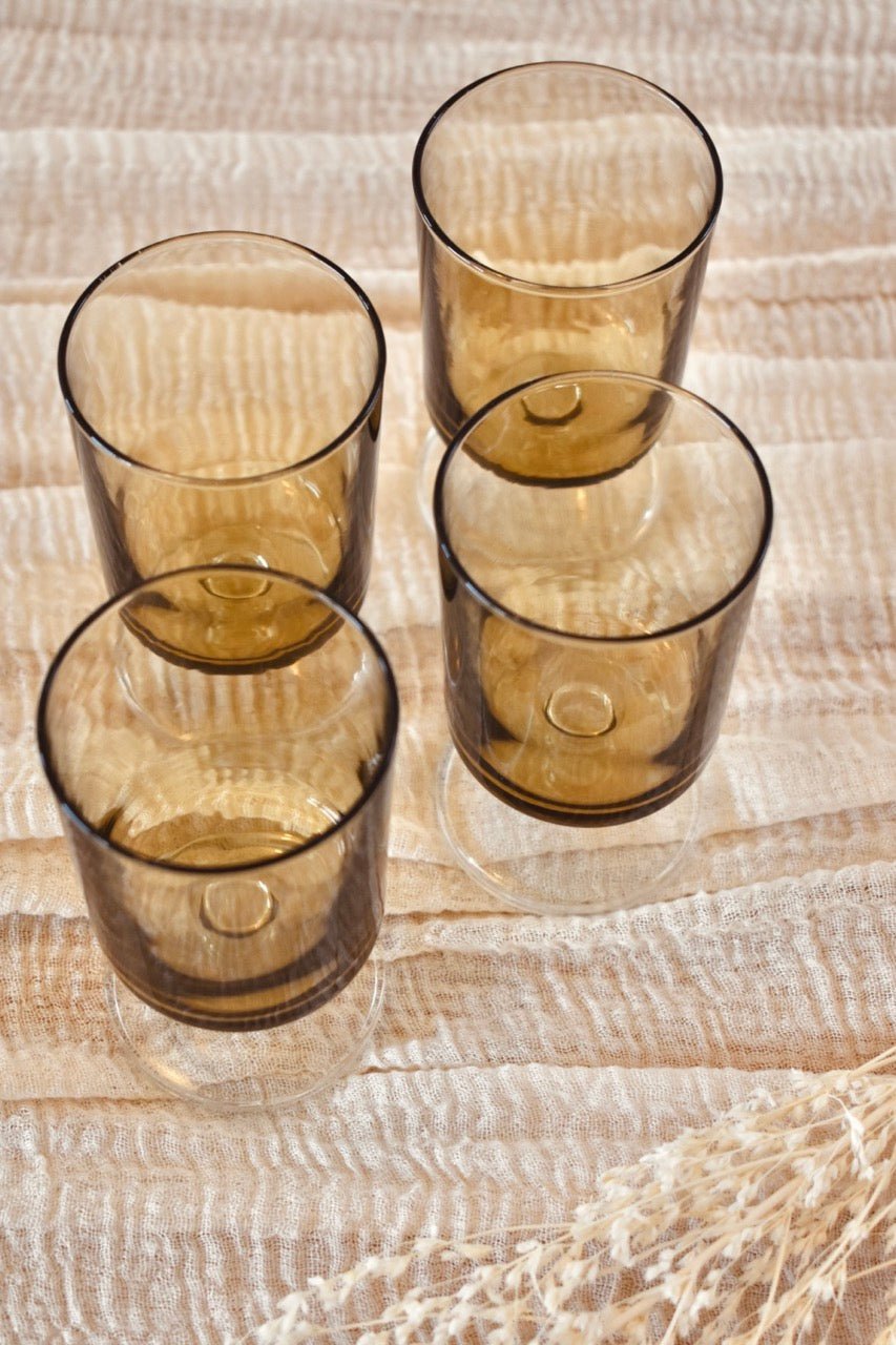 Verre apéritif fumé noir sur pied transparent « SEVENTIES » - La Recyclerie LS